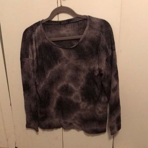 Long sleeve black bleach look top